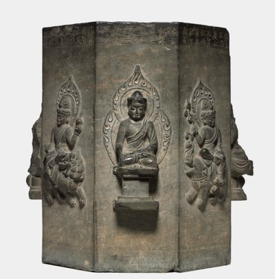 Sectie van een Dharani-zuil, Tang-dynastie 618-907 door Unbekannt
