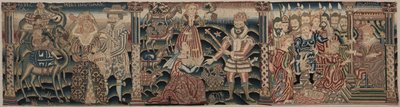 Sectie van een Geborduurde Fries: Rebecca ontmoet Isaac, Abigail ontmoet David, 1625-1649 door Unbekannt
