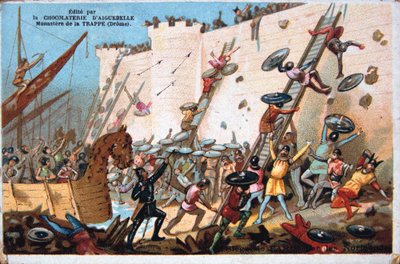Belegering van Parijs door de Noormannen, 19e eeuw. Kleur Lithografie. Privécollectie door Unbekannt