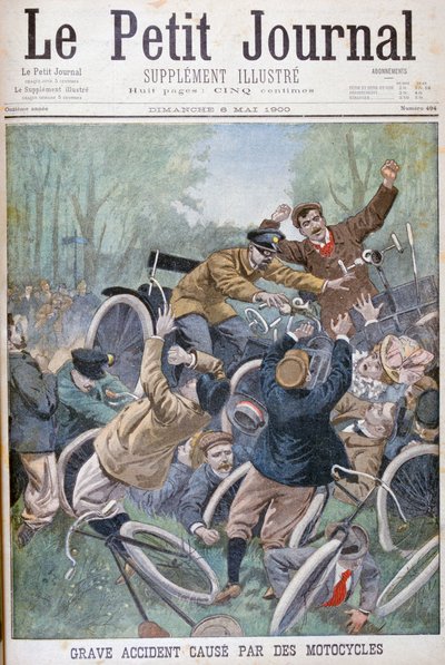 Ernstig ongeluk veroorzaakt door fietsen, Parijs, 1900 door Unbekannt