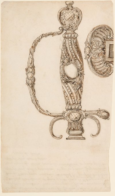 Set van vier ontwerpen voor kleine zwaarden, ca. 1725-80 door Unbekannt