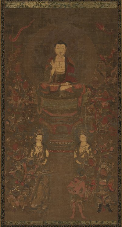 Shakyamuni Triade met de Zestien Beschermers van de Grote Wijsheid Sutra door Unbekannt