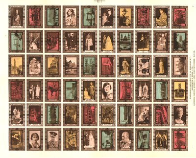 Blad met 60 Assepoester-postzegels ter herdenking van de kroning van koning George VI, 1937 door Unbekannt