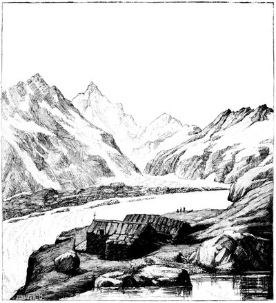 Schuilplaats gebouwd door de glacioloog Louis Agassiz, Aar-gletsjer, Zwitserland, 1842 1885 door Unbekannt