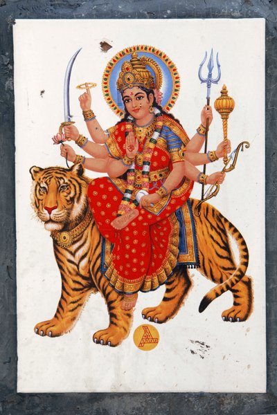 Sherawali, of Jagadamba. Mensen in Noord-India zingen ter ere van haar als Jai Mata di, zij is dezelfde Durga of Shakti door Unbekannt