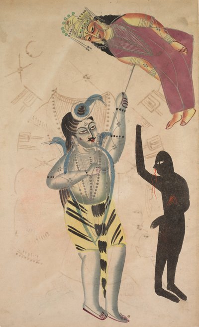 Shiva draagt het lichaam van zijn Sati, 1800s door Unbekannt