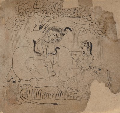 Shiva en Parvati, 19e eeuw door Unbekannt