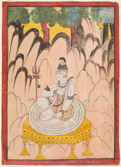 Shiva zittend op een troon in een landschap, ca. 1760 door Unbekannt