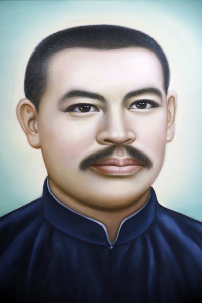 Winkel die religieuze christelijke artikelen verkoopt. Vader Francois Xavier Truong Buu Diep. Portret. Ho Chi Minhstad. Vietnam door Unbekannt