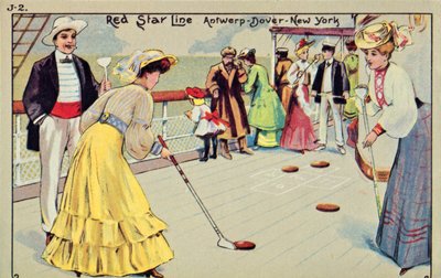 Shuffleboard aan boord van een Red Star Line passagiersschip door Unbekannt