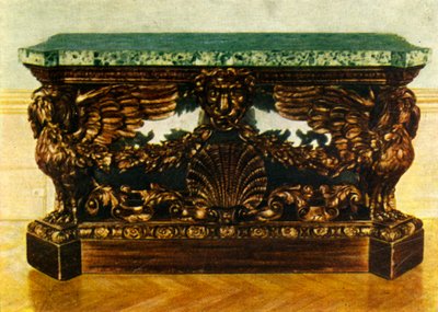 Zijtafel van Gesneden Eikenhout rond 1730, 1938 door Unbekannt