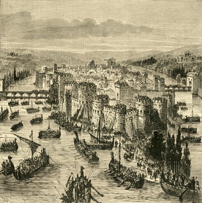 Belegering van Parijs door de Noormannen, 845, 1890 door Unbekannt