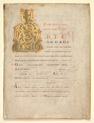 Enkel Blad Uitgesneden uit een Graduale en Sacramentarium: Initiaal A[d te lavavi], c. 1000-1010 door Unbekannt