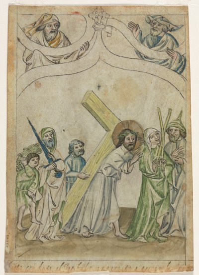 Enkel blad uit een Biblia Pauperum: Christus gekroond met doornen door Unbekannt