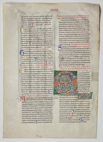 Enkel blad uit een Decretum van Gratianus: Gedecoreerde initiaal Q[uidam habens filium obtulit]..., ca. 1160 door Unbekannt