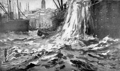 Zinken van het koopvaardijschip Stamboul, haven van Istanbul, 25 mei 1915 door Unbekannt