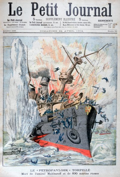 Zinken van het Russische slagschip Petropavlovsk, Russisch-Japanse oorlog, 13 april 1904 door Unbekannt