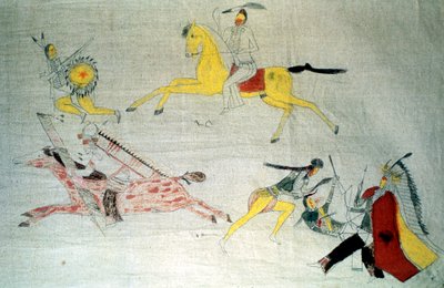 Sioux krijgers in gevecht door Unbekannt