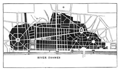 Sir Christopher Wrens plan voor de wederopbouw van Londen na de Grote Brand 1666 door Unbekannt