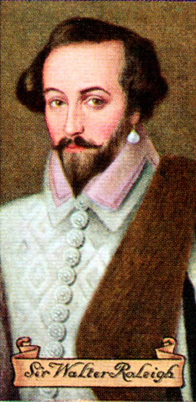 Sir Walter Raleigh, uit een serie sigarettenkaartjes, 1935 door Unbekannt