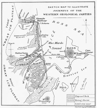 Schetskaart om de reizen van de westelijke geologische partijen te illustreren, 1913 door Unbekannt