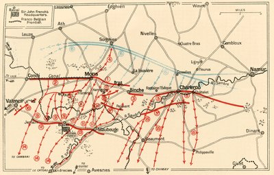 Schets van de Belangrijkste Operaties bij Mons en Charleroi, ca. 1914, ca. 1920 door Unbekannt