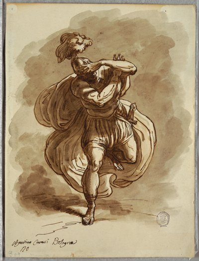 Schetsboek Folio, Blinde soldaat, detail van de bekering van St. Paulus, studie naar Agostino Carracci door Unbekannt