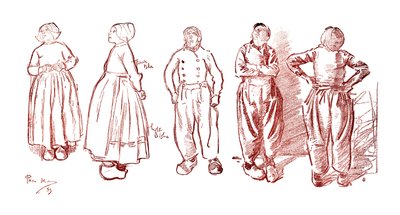 Schetsen in Volendam, Nederland, 1900 door Unbekannt
