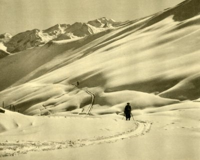 Skiën bij Upper Schlossalm, nabij Bad Hofgastein, Oostenrijk, ca. 1935 door Unbekannt