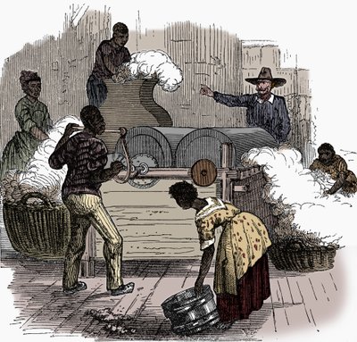 Slavenarbeid op een katoenplantage in de zuidelijke staten van Amerika, 1860 door Unbekannt