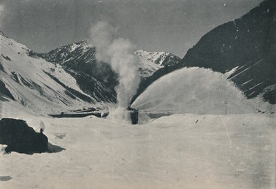 Sneeuwploeg aan het werk in de Andes, 1916 door Unbekannt