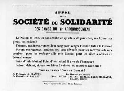 Société de Solidarité, uit Franse politieke posters van de Parijse Commune, mei 1871 door Unbekannt