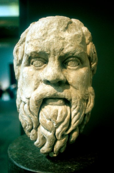 Socrates, Griekse filosoof. Romeinse kopie van een verloren Grieks origineel van ca. 370 v.Chr. door Unbekannt