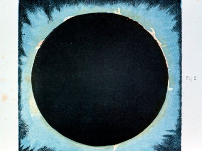 Zonnekroon en uitbarstingen door Unbekannt