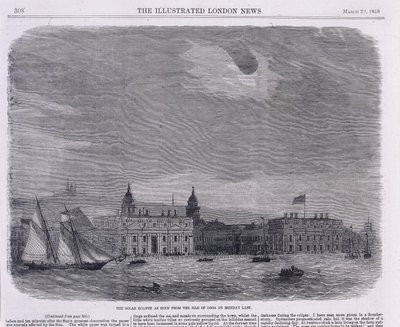 Zonsverduistering gezien boven het Koninklijk Observatorium, Greenwich, 1858 door Unbekannt