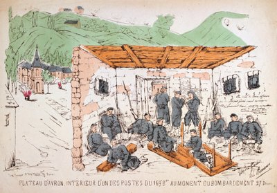 Soldaten in een gebouw tijdens een bombardement, Frans-Pruisische Oorlog, december 1870 door Unbekannt