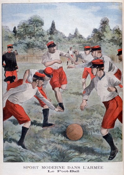 Soldaten van het Franse leger die voetbal spelen, 1902 door Unbekannt