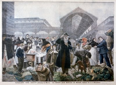 Soepkraam op de Les Halles Markt in de ochtend door Unbekannt