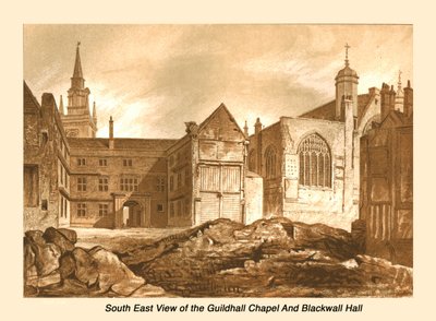 Zuidoostaanzicht Guildhall Chapel en Blackwell Hall, 1886 door Unbekannt