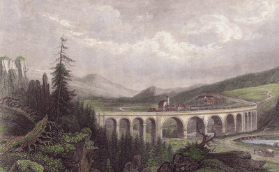 Zuidelijke Spoorweg. Viaduct Payerbach, Semmering door Unbekannt