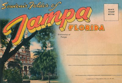 Souvenirmap van Tampa, Florida - Universiteit van Tampa, ca. 1940s door Unbekannt