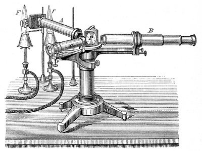 Spectroscopisch apparaat gebruikt door Robert Wilhelm Bunsen en Gustav Robert Kirchhoff door Unbekannt
