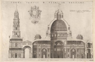 Speculum Romanae Magnificentiae: Ontwerp voor de Basiliek van St. Pieter in het Vaticaan, 1514 door Unbekannt