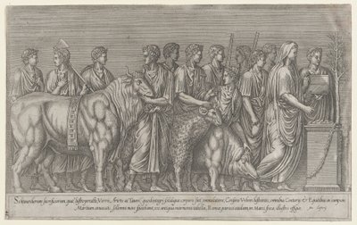 Speculum Romanae Magnificentiae: Offer op het Marsveld door Unbekannt