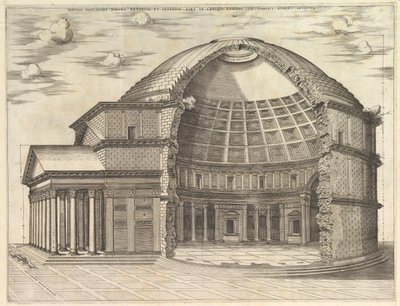 Speculum Romanae Magnificentiae: Het Pantheon, opengebroken om het interieur te tonen door Unbekannt