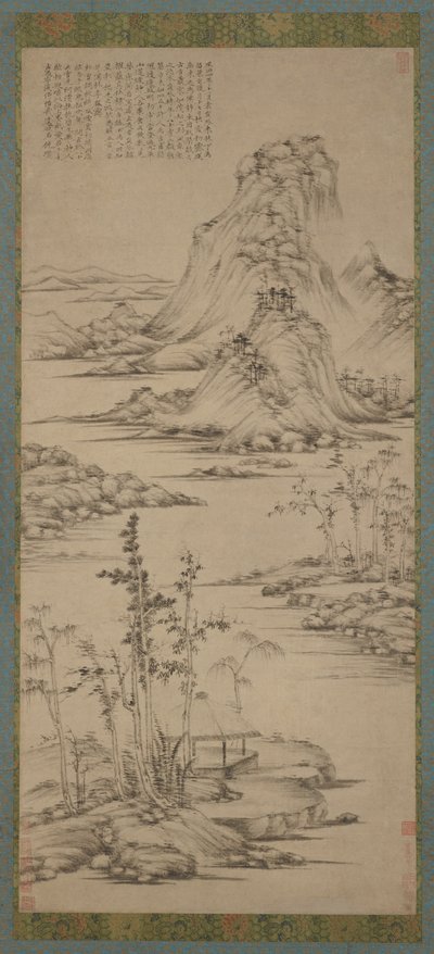 Lentemist over een Rivierpaviljoen, Ming-dynastie, 1368-1644 door Unbekannt