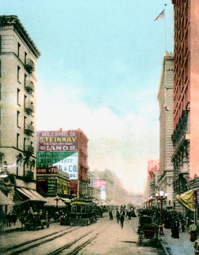 Spring Street, Los Angeles, Californië, VS, c1900s door Unbekannt