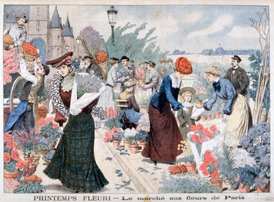 Lentebloemen op een markt, Parijs, 1903 door Unbekannt