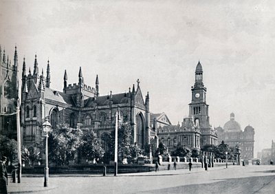 St. Andrews Kathedraal, Sydney Stadhuis en Marktgebouwen, ca. 1900 door Unbekannt
