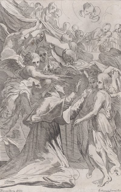 St. Carlo Borromeo omringd door engelen, 1650-70 door Unbekannt